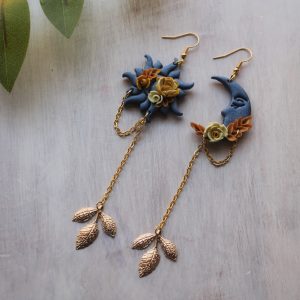 Midnight Moon and Sun with Gold Leaf