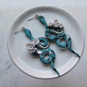 Faux Turquoise Snakes with White Florals