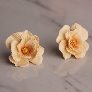 Pale Yellow Large Flower Studs