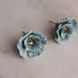 Powder Blue Floral Studs